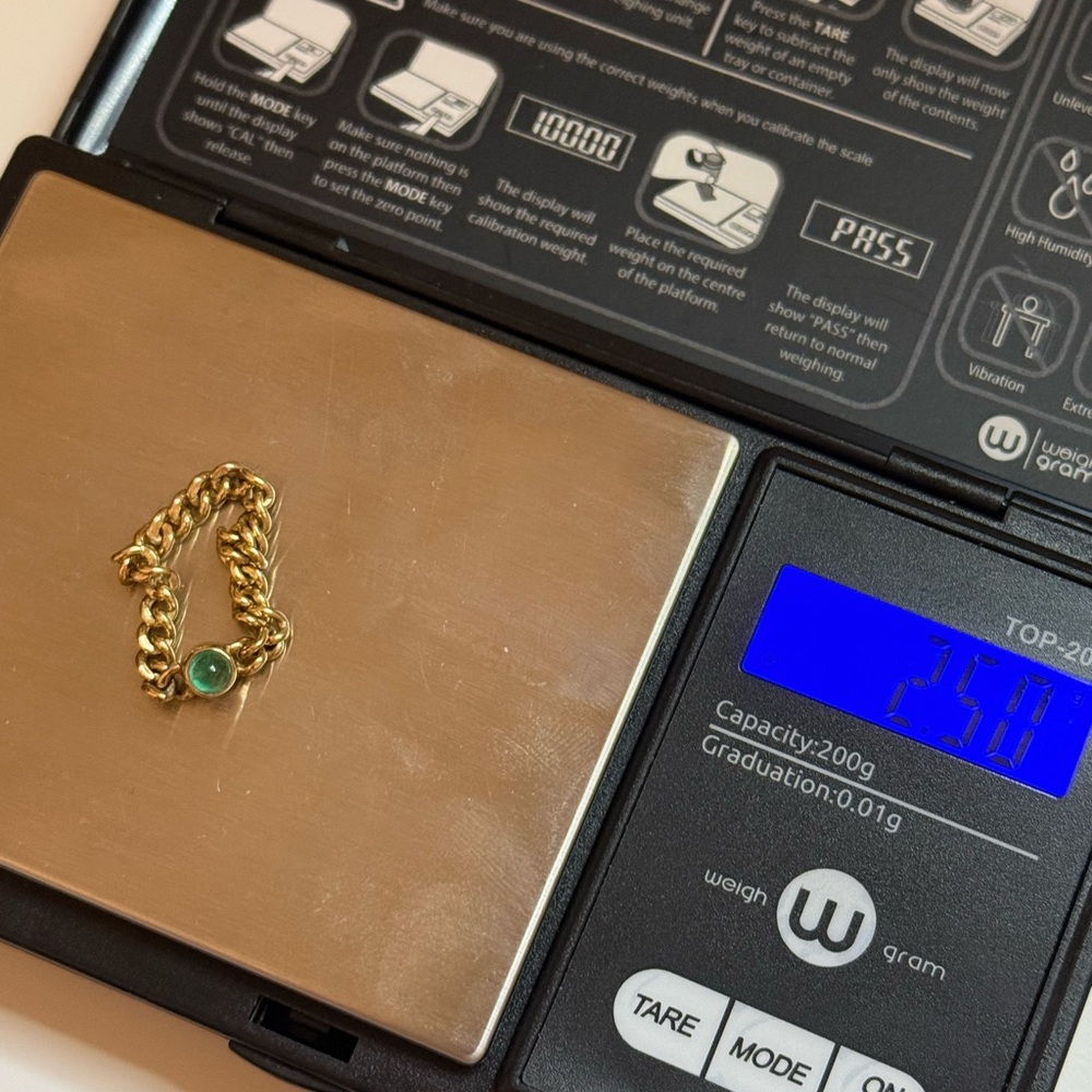 Solid Gold Chain Emerald Ring - image 4